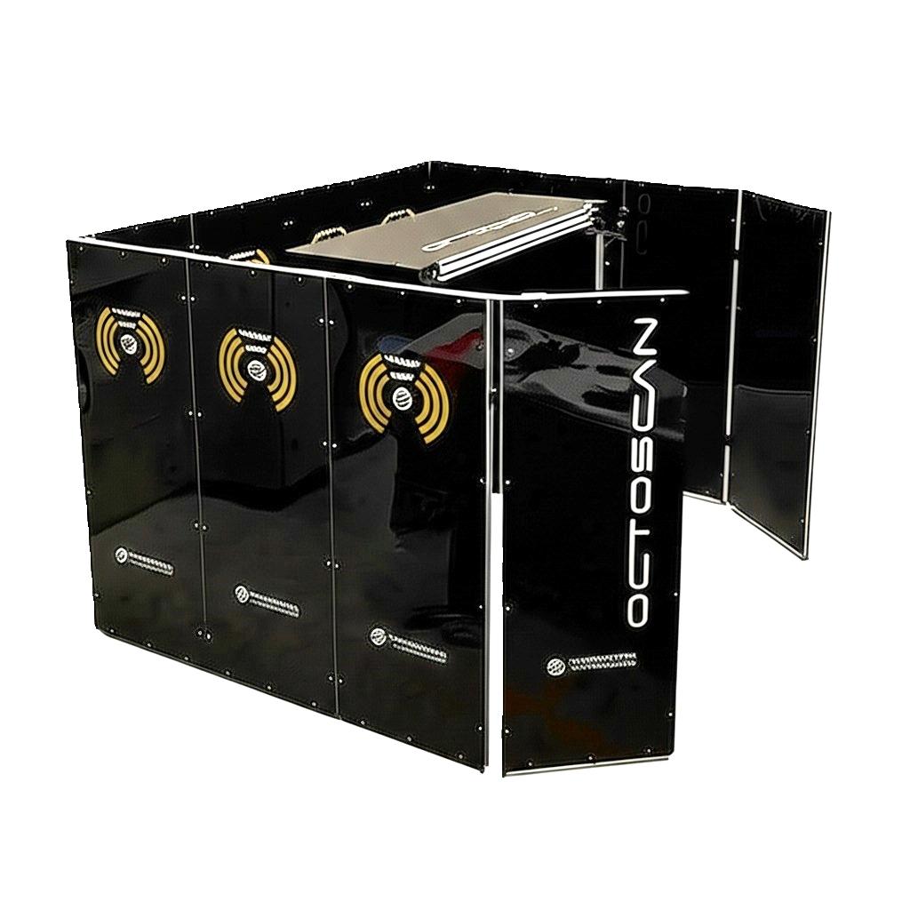A shielded Octoscan read cell with three antenna panels