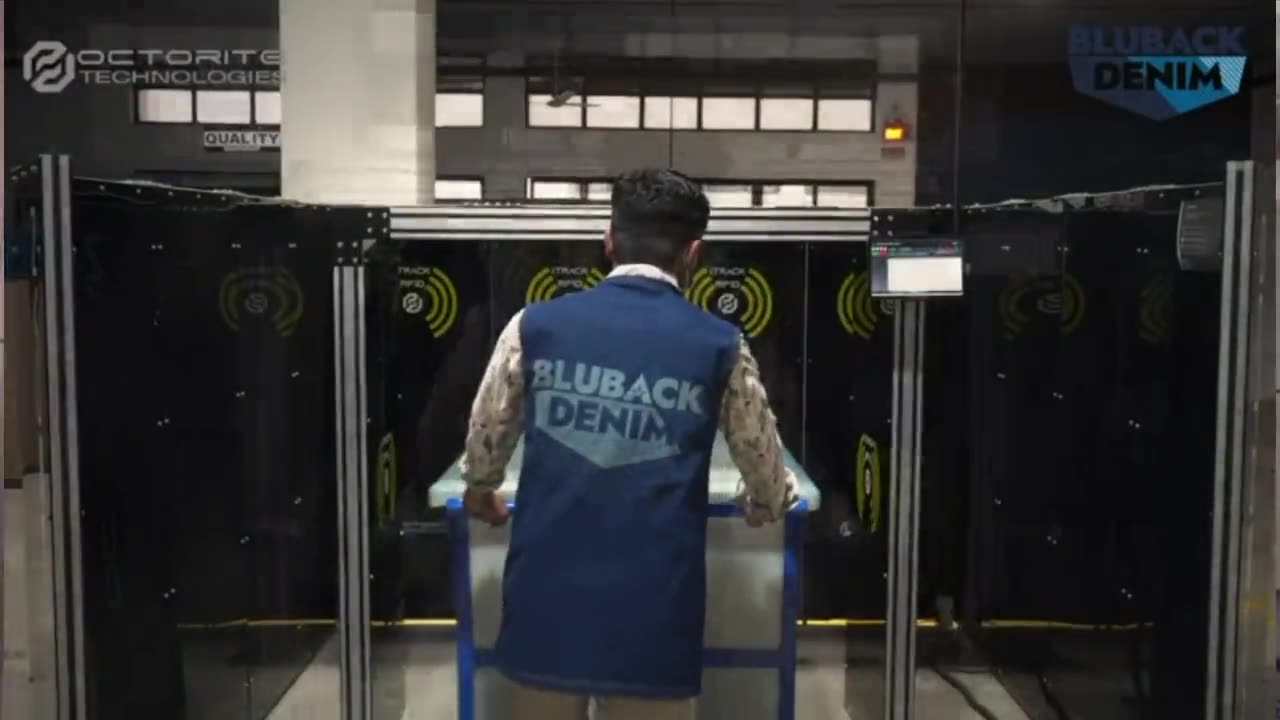 An Octoscan RFID portal on the Bluback Denim floor